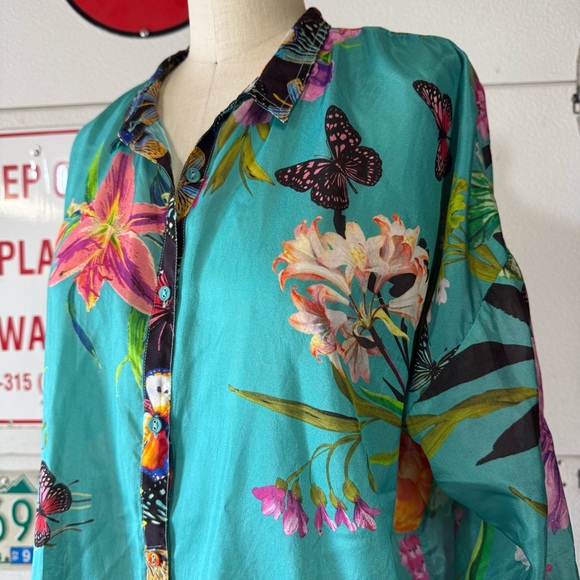 Johnny Was Panya Karis Button Down 100% Silk - Picture 4 of 12